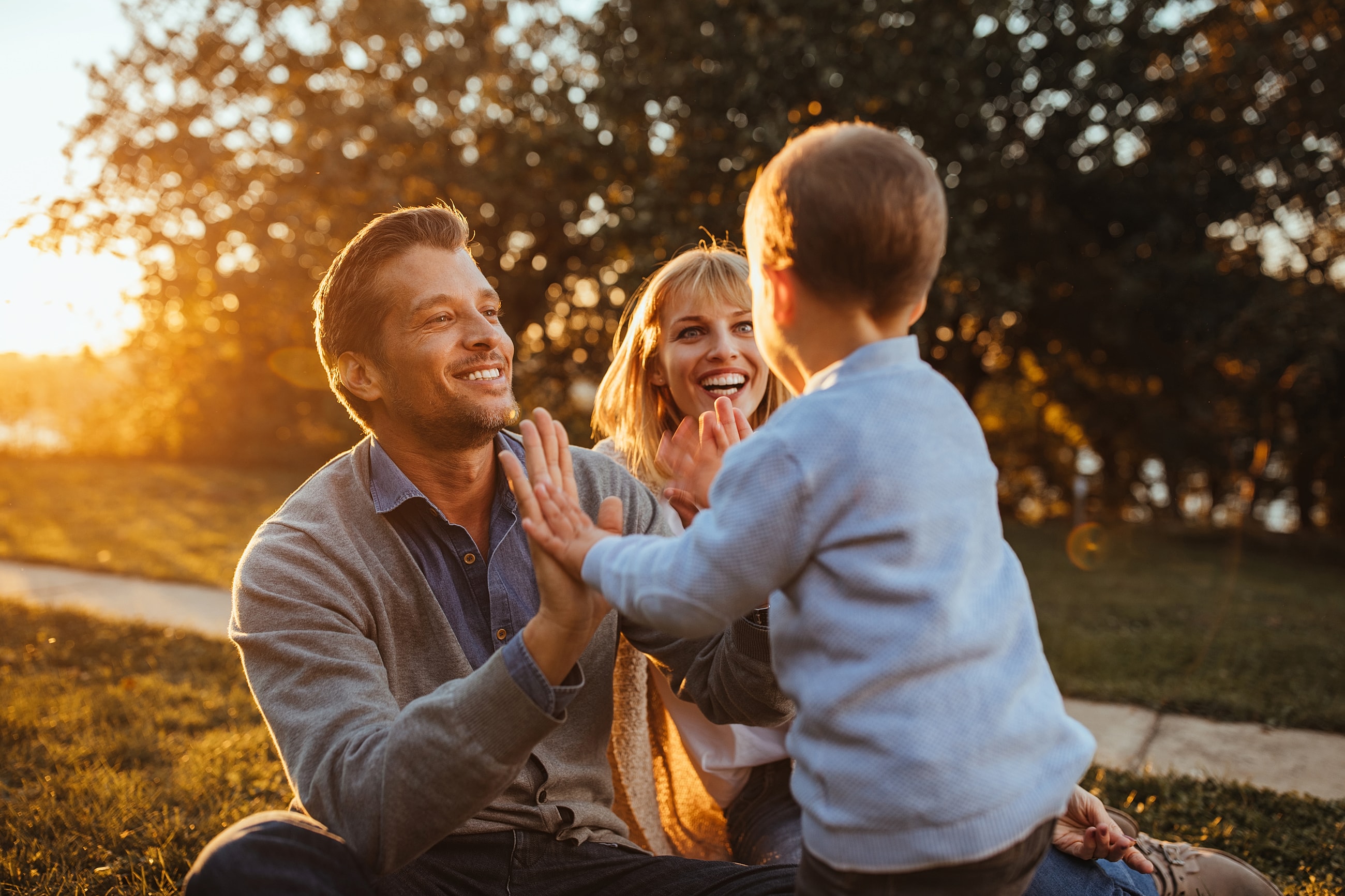 Family enjoying time together at sunset.